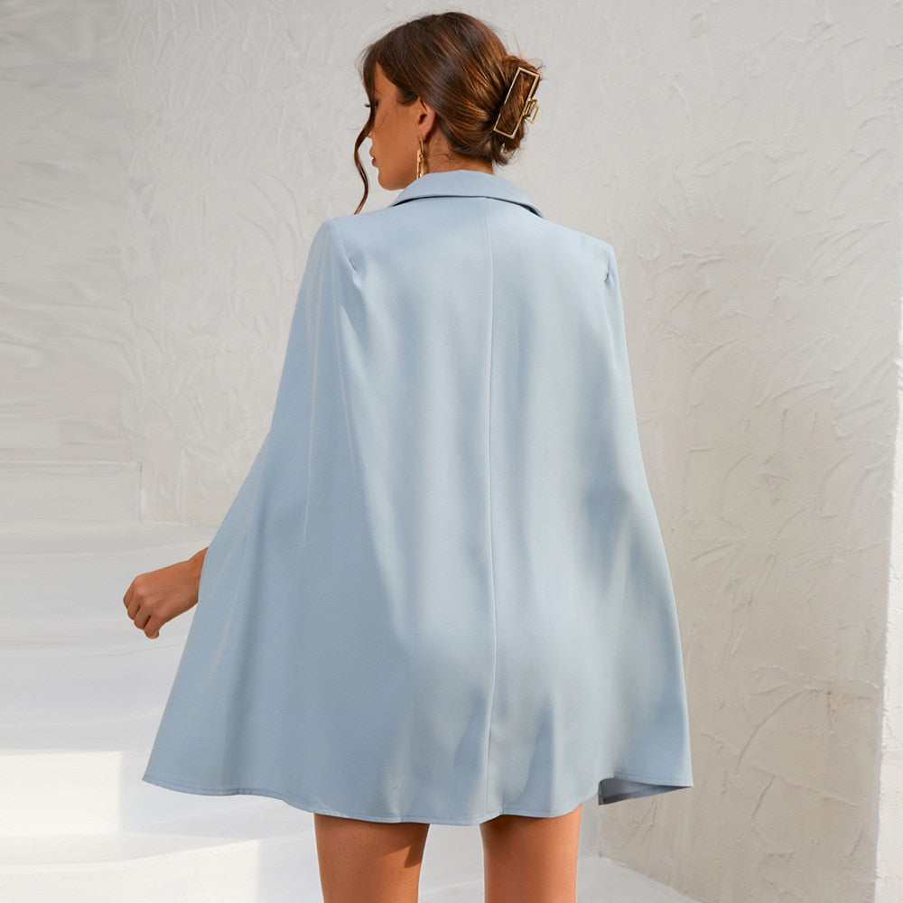 Robe Mini Blazer Cape pour Femme – Style Ceinturé et Ajusté pour le Bureau et les Soirées