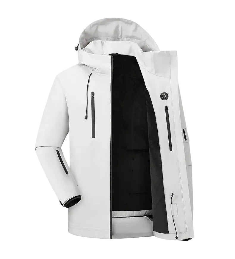 Unisex USB Heated Hooded Jacket – Fleece-Lined Outdoor Layer with Adjustable Temperature Control