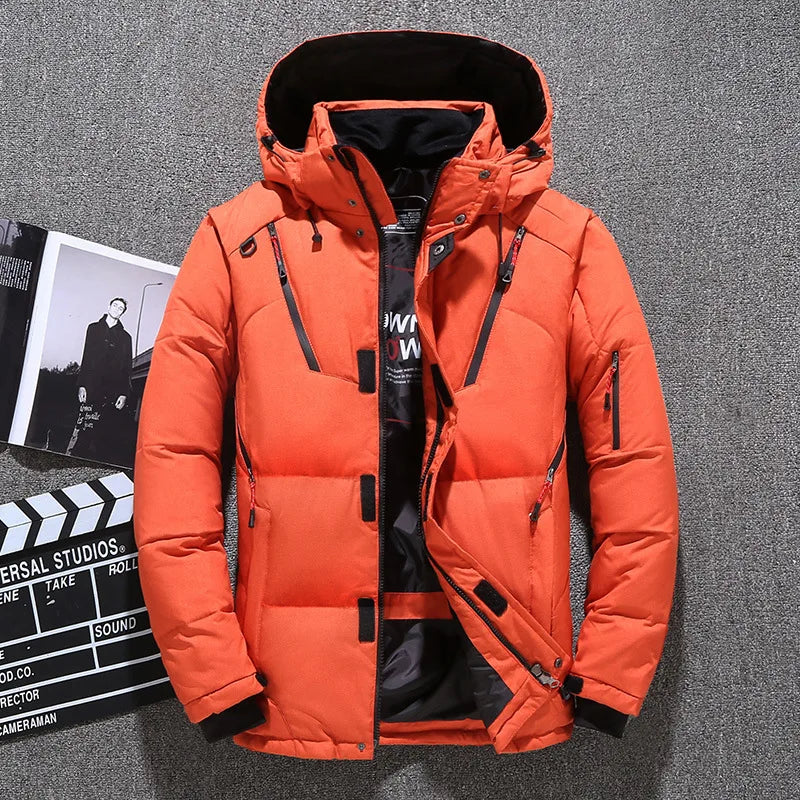 Piumino invernale da uomo slim fit con cappuccio – Capospalla imbottito con più tasche per l’uso quotidiano e all’aperto nelle giornate fredde