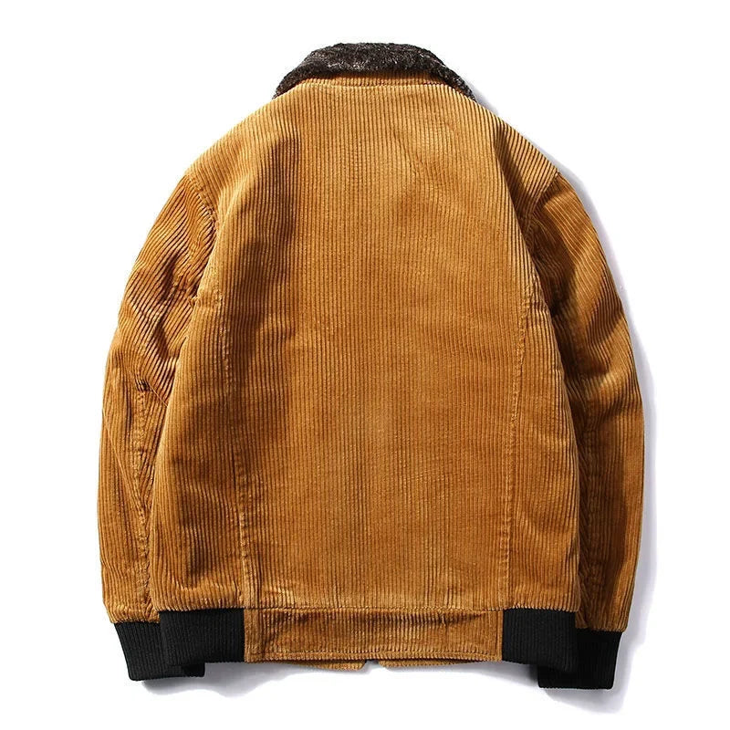 Men’s Corduroy Winter Jacket – Plush-Collar Insulated Layer for Smart Casual Cold-Weather Wear