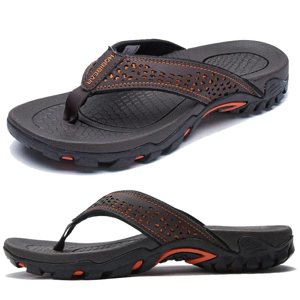 Men’s Outdoor Flip-Flops Cushioned Textured Summer Sandals