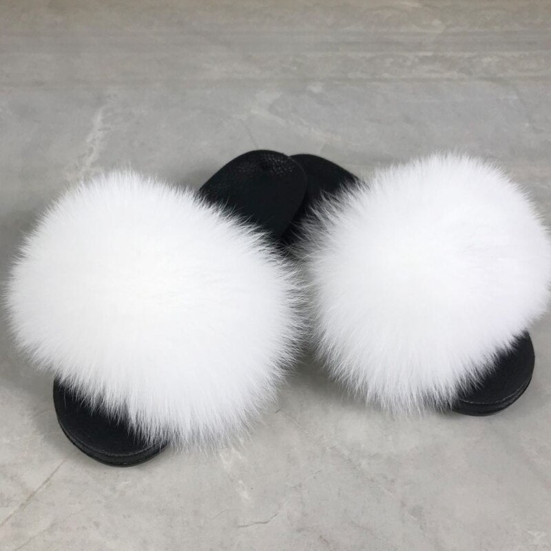 Zuecos mullidos de piel sintética para mujer - Sandalias de casa sin talón y puntera abierta con tira afelpada para estar cómoda en casa y llevar un estilo casual