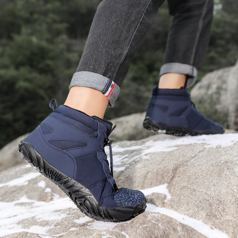 Men’s Flexible Winter Barefoot Ankle Boots – Lightweight Lace-Up Snow Shoes with Grippy Sole for Walking Hiking Travel Outdoor Adventures and Everyday Cold-Weather Wear