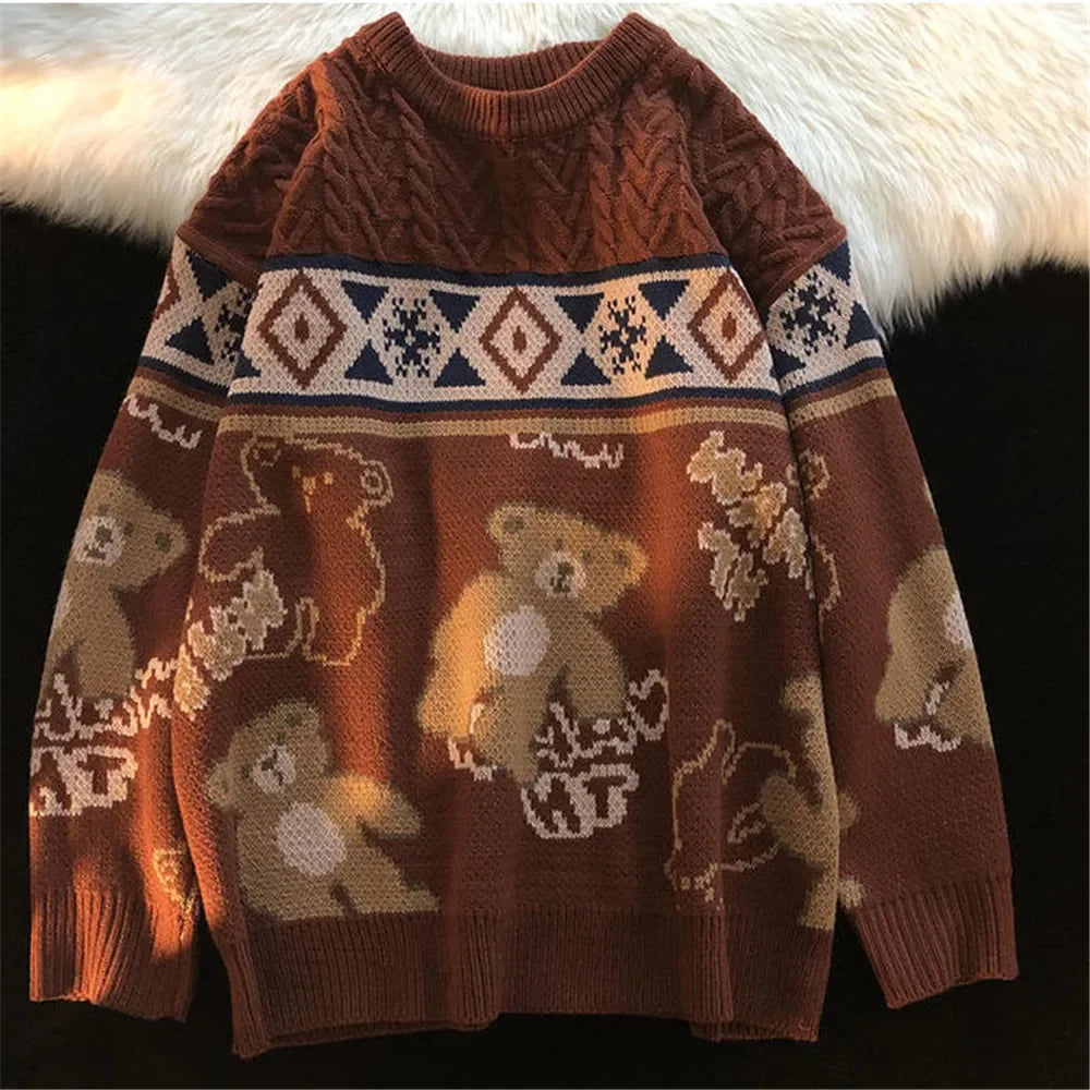 Maglione da donna in maglia a trecce con orsetti – Strato originale e accogliente per le giornate invernali