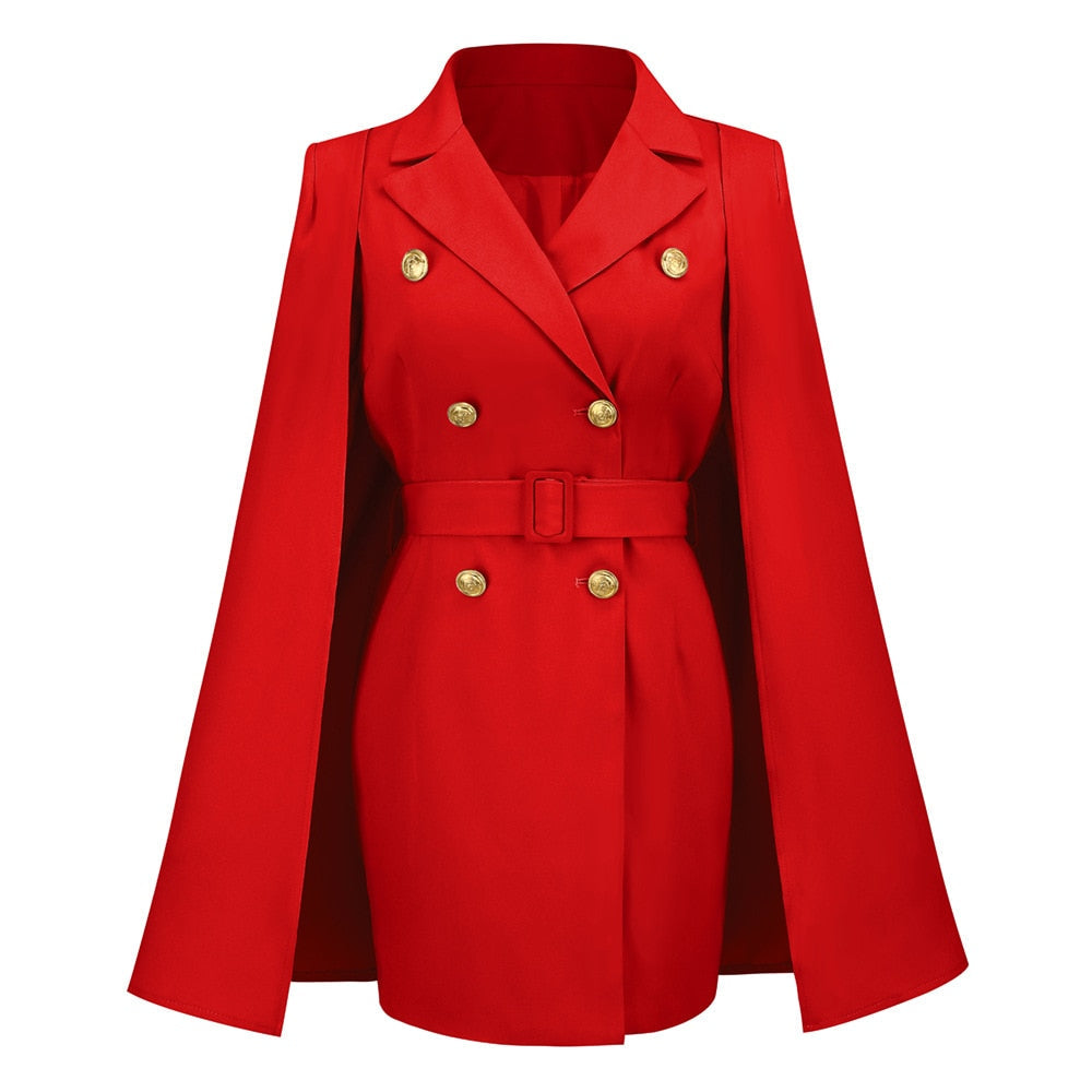 Robe Mini Blazer Cape pour Femme – Style Ceinturé et Ajusté pour le Bureau et les Soirées