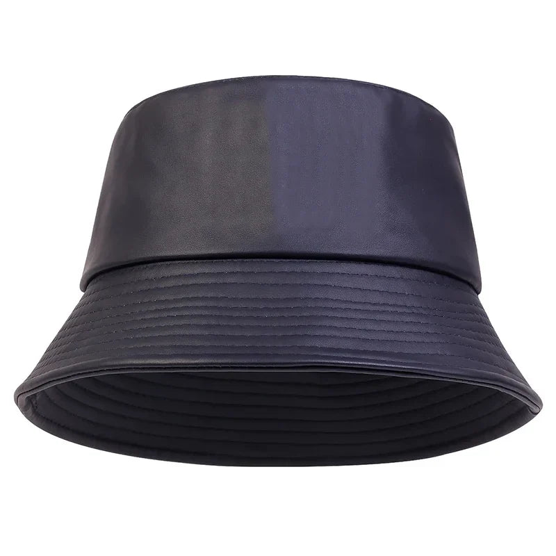 Chapeau bob d’hiver pour femme en simili cuir - chapeau de mode à larges bords coupe-vent pour se protéger du froid au quotidien