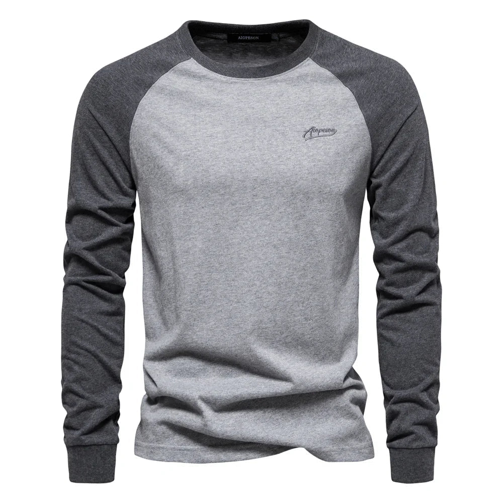 Men’s Raglan Long Sleeve Casual Crew Neck Shirt