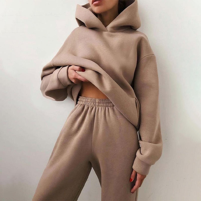 Completo felpa con cappuccio e pantaloni da donna – Morbido, comodo, traspirante, casual, lounge, quotidiano