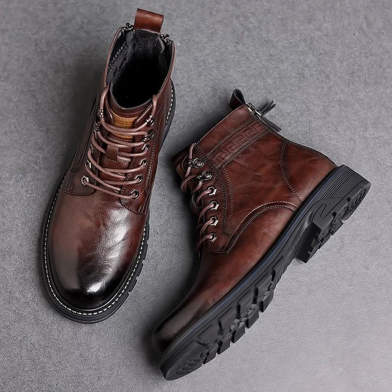 Botas robustas de exterior para hombre con cordones, duraderas, resistentes, cómodas, para caminar en todo tipo de terrenos