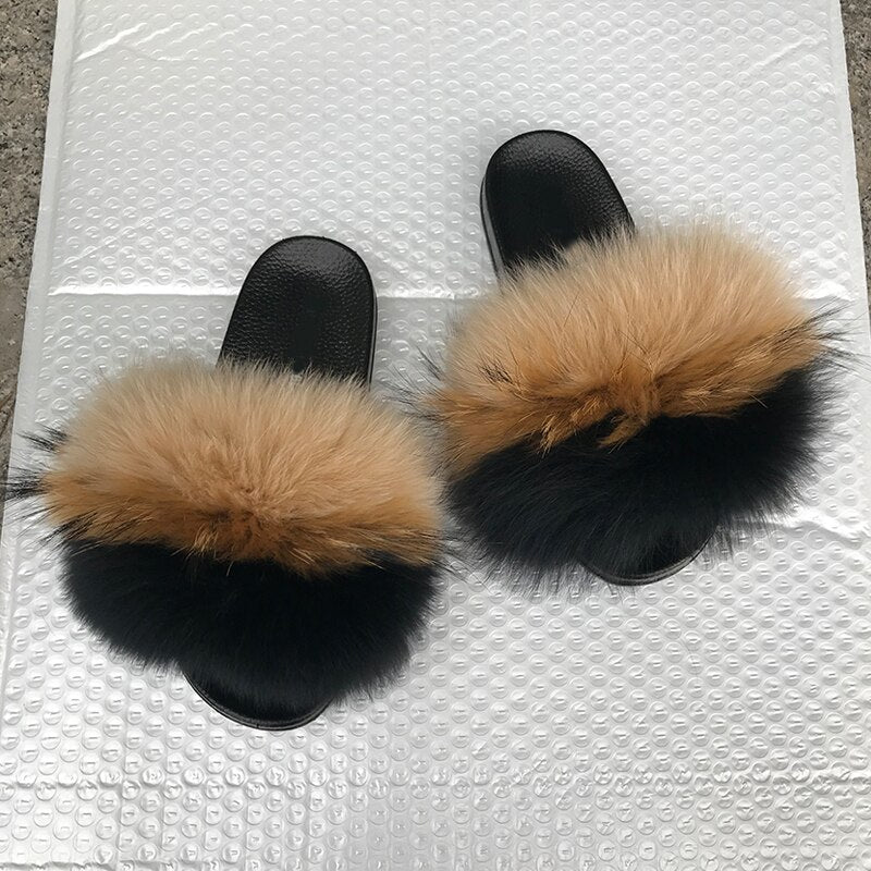 Zuecos mullidos de piel sintética para mujer - Sandalias de casa sin talón y puntera abierta con tira afelpada para estar cómoda en casa y llevar un estilo casual