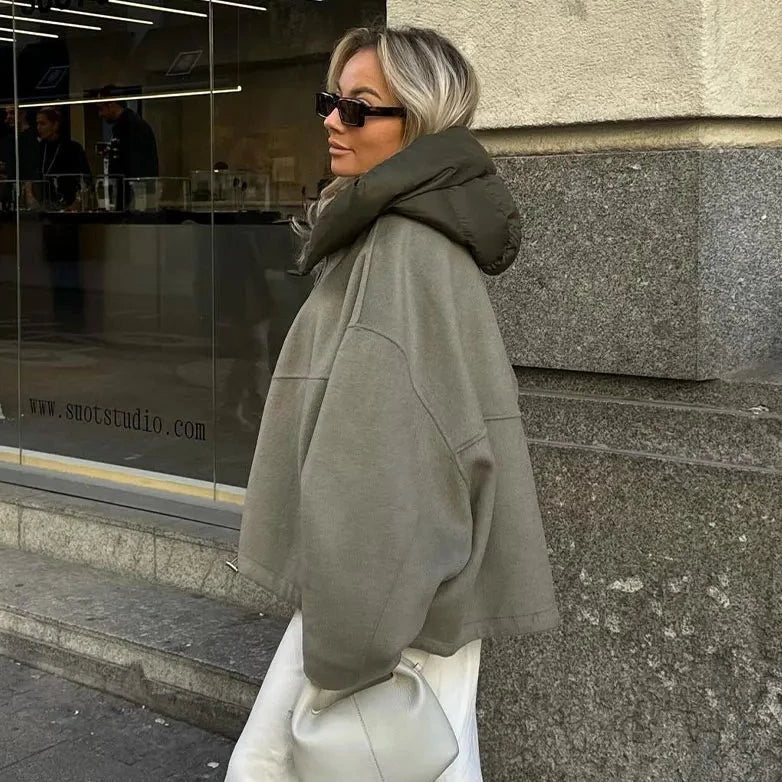 Women’s Wool Hooded Jacket – Tailored Warm Breathable Elegant Outerwear for Everyday Styling