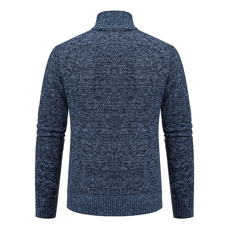 Gilet zippé texturé pour homme – Maille à col montant pour une tenue élégante et décontractée