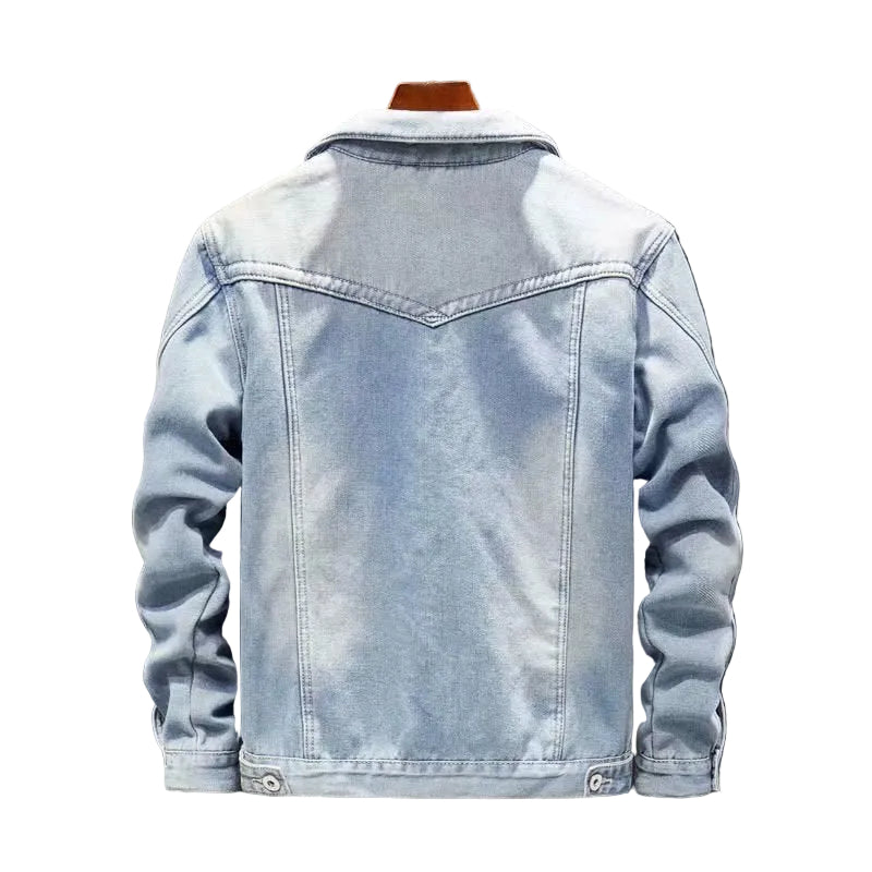 Giacca trucker da uomo in denim con fodera in pile – Strato caldo con chiusura frontale a bottoni e vestibilità comoda per tutti i giorni