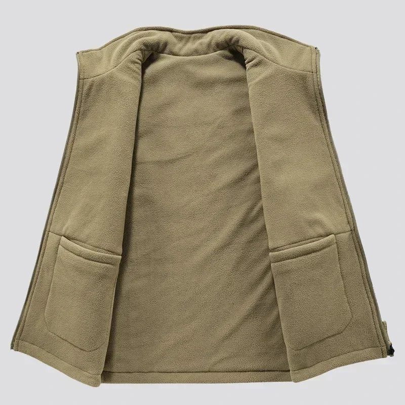 Wendbare Fleeceweste für Herren – Ärmellose Winterschicht mit mehreren Taschen und hohem Stehkragen