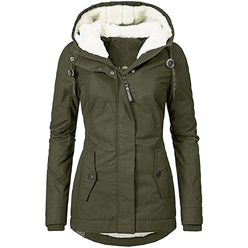 Women’s Sherpa-Lined Hooded Winter Parka – Windproof Water-Repellent Everyday Outerwear