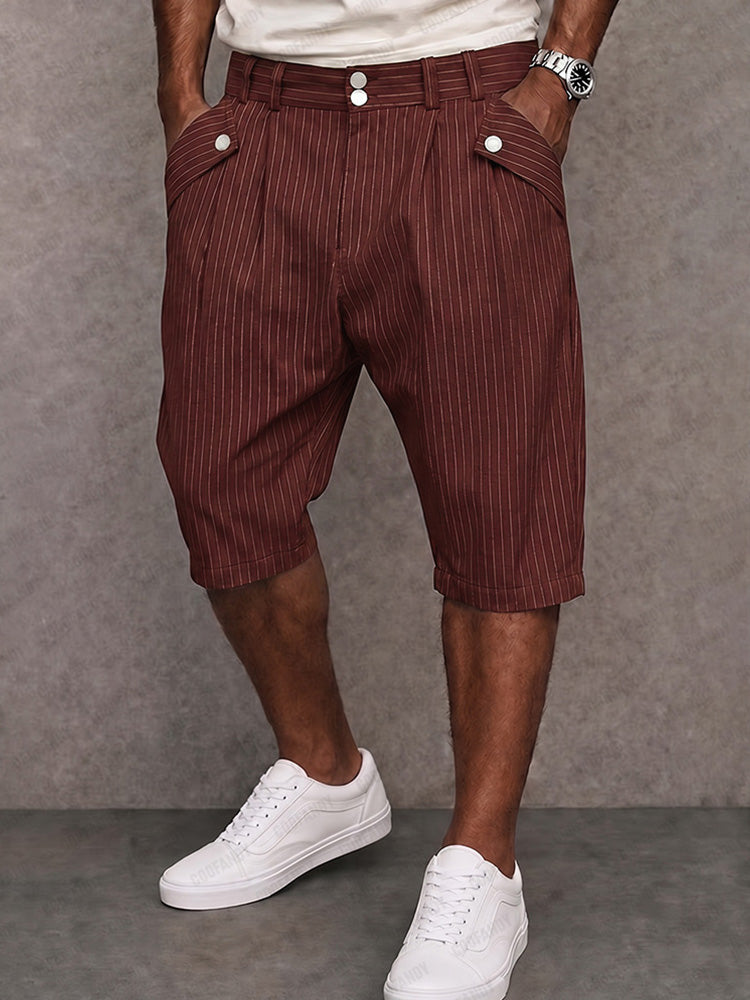 Men’s Tailored Bermuda Shorts – Slim-Fit Pleated Knee-Length Shorts with Belt Loops and Pockets for Work Casual and Summer Wear