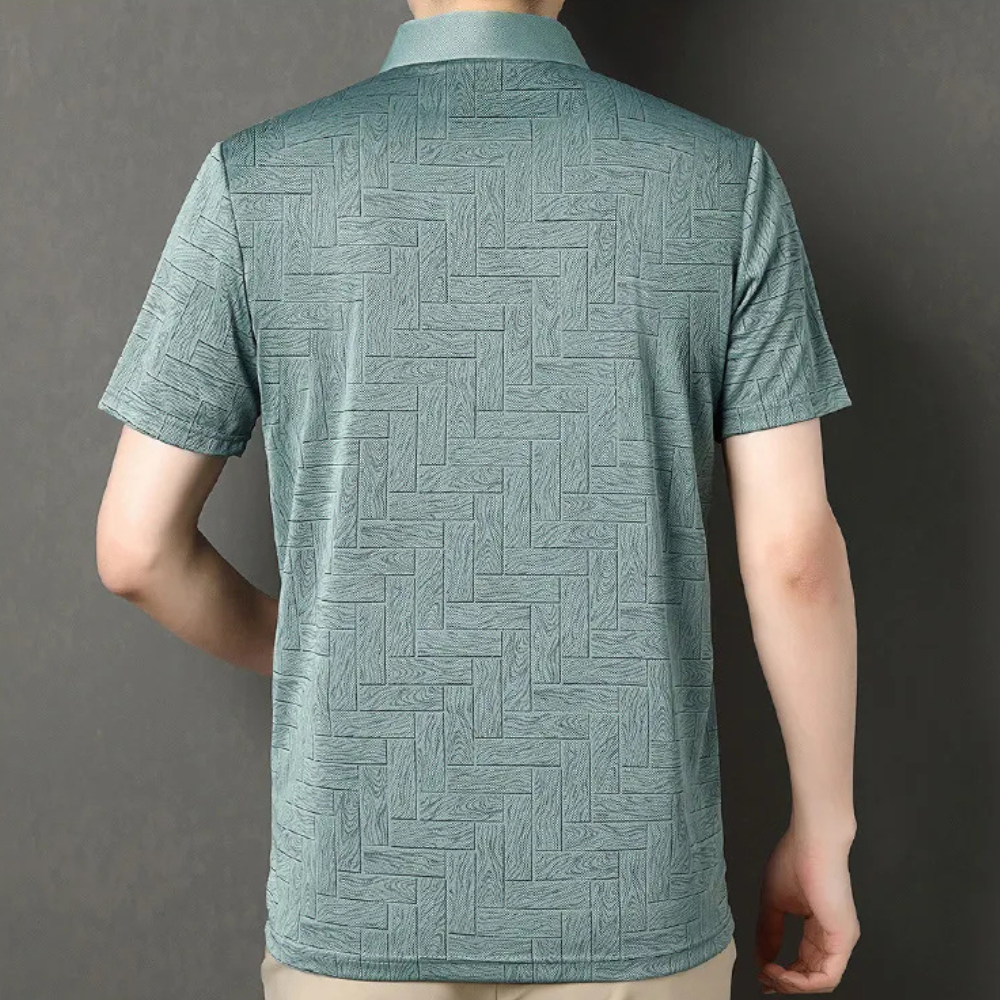 Men’s Polo Shirt Textured Knit Pattern Short Sleeve Smart Casual