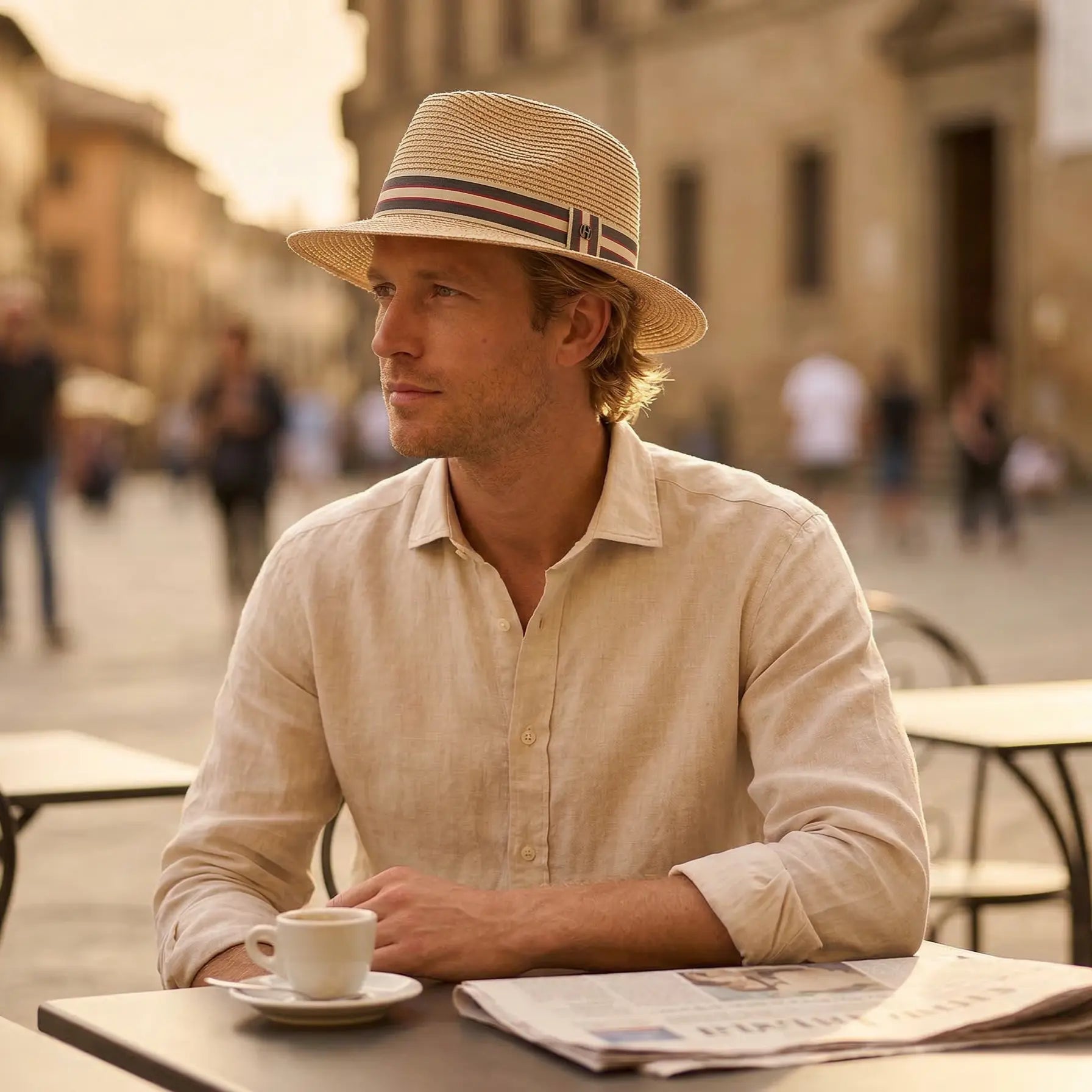 Men’s Striped Band Fedora Sun Hat For Summer Travel And Everyday Style