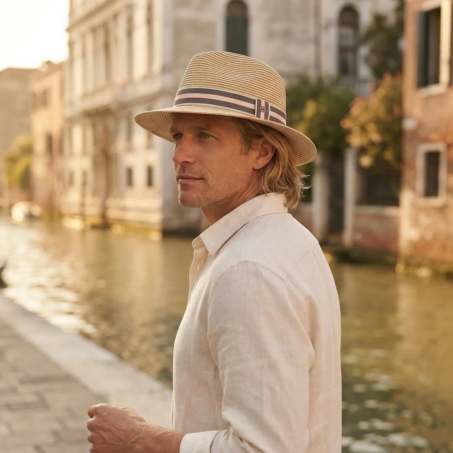 Men’s Striped Band Fedora Sun Hat For Summer Travel And Everyday Style