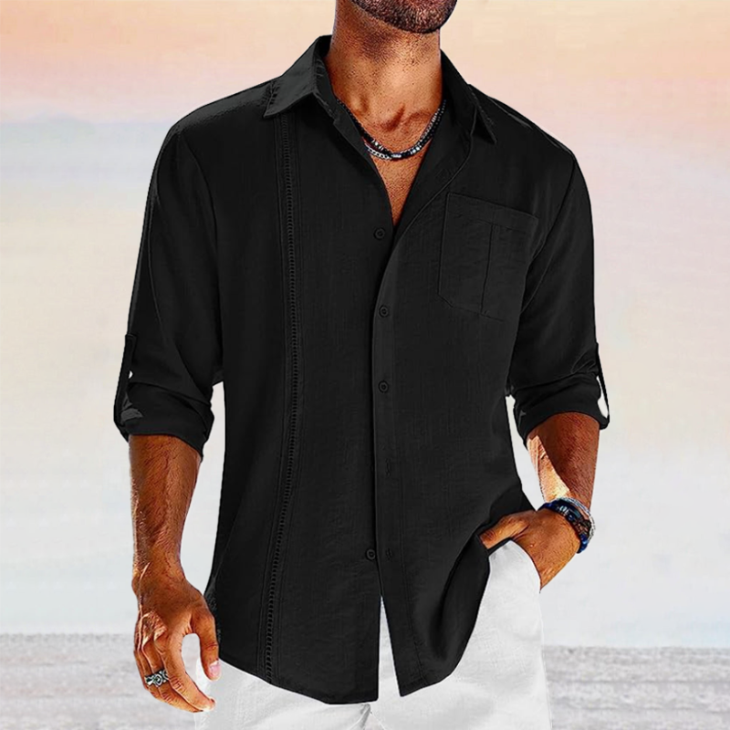 Men’s Long Sleeve Casual Shirt With Decorative Stitching Detail