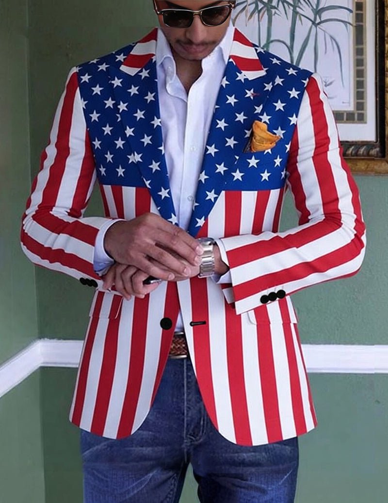 Ανδρικό Σακάκι Slim Fit με Τυπωμένο Σχέδιο και Δομημένους Γιακάδες