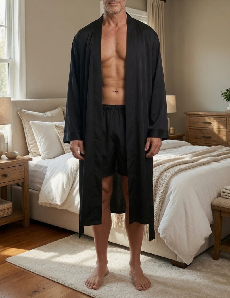 Men’s Satin Robe Set With Matching Shorts