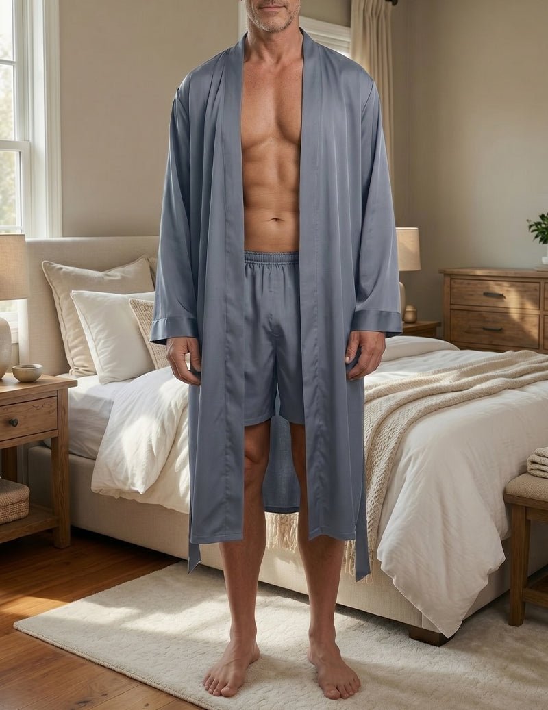 Men’s Satin Robe Set With Matching Shorts