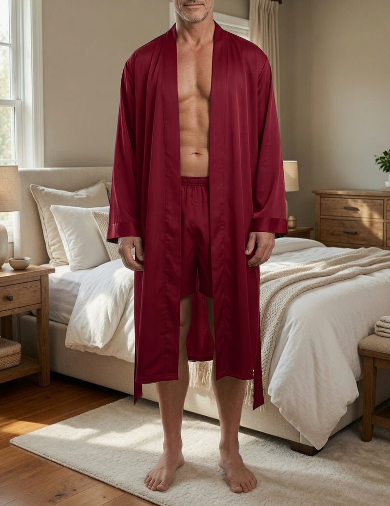 Men’s Satin Robe Set With Matching Shorts
