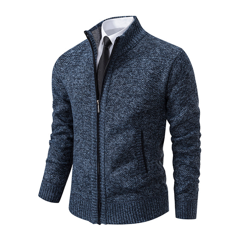 Gilet zippé texturé pour homme – Maille à col montant pour une tenue élégante et décontractée
