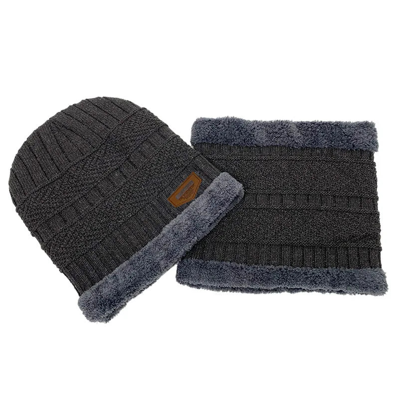 Zestaw uniwersalnych czapek beanie z pluszową podszewką – zimowa czapka z dopasowanym kominem