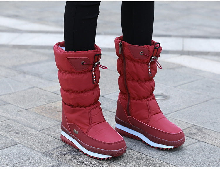 Damen-Winterstiefel mit Wattierung bis zur Wadenmitte - warm gefüttertes Outdoor-Schuhwerk für lässige Spaziergänge bei kaltem Wetter, den Alltag und saisonale Reisen