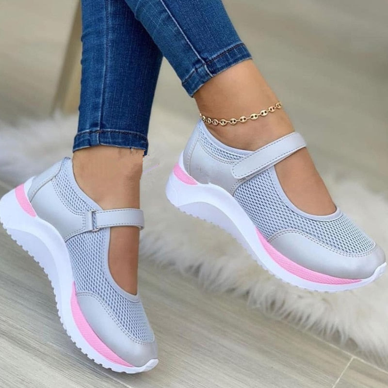 Zapatillas Mary Jane de malla para mujer con tiras ajustables – Calzado deportivo informal para el día a día