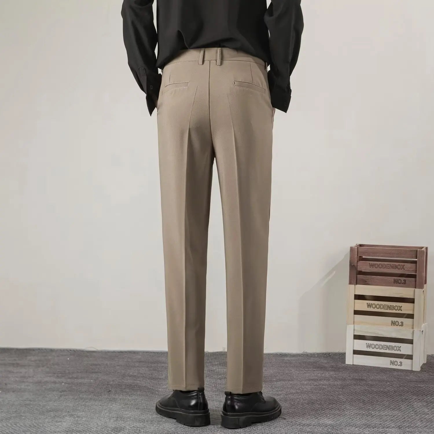 Męskie dopasowane eleganckie spodnie formalne na smart casual do biura