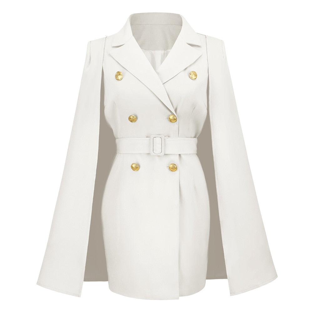 Robe Mini Blazer Cape pour Femme – Style Ceinturé et Ajusté pour le Bureau et les Soirées