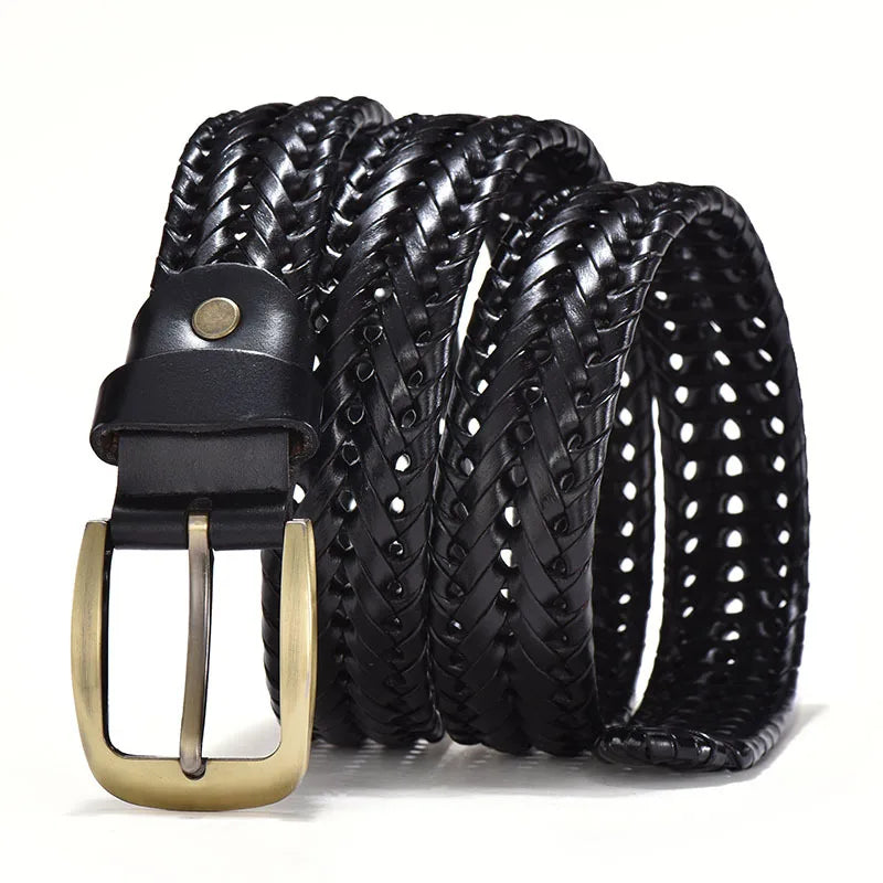 Men’s Woven Leather Belt – Braided Vintage Accessory for Casual and Smart Wear