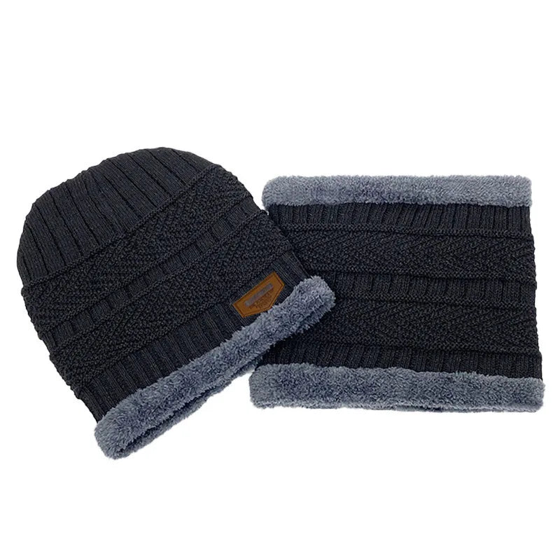 Zestaw uniwersalnych czapek beanie z pluszową podszewką – zimowa czapka z dopasowanym kominem