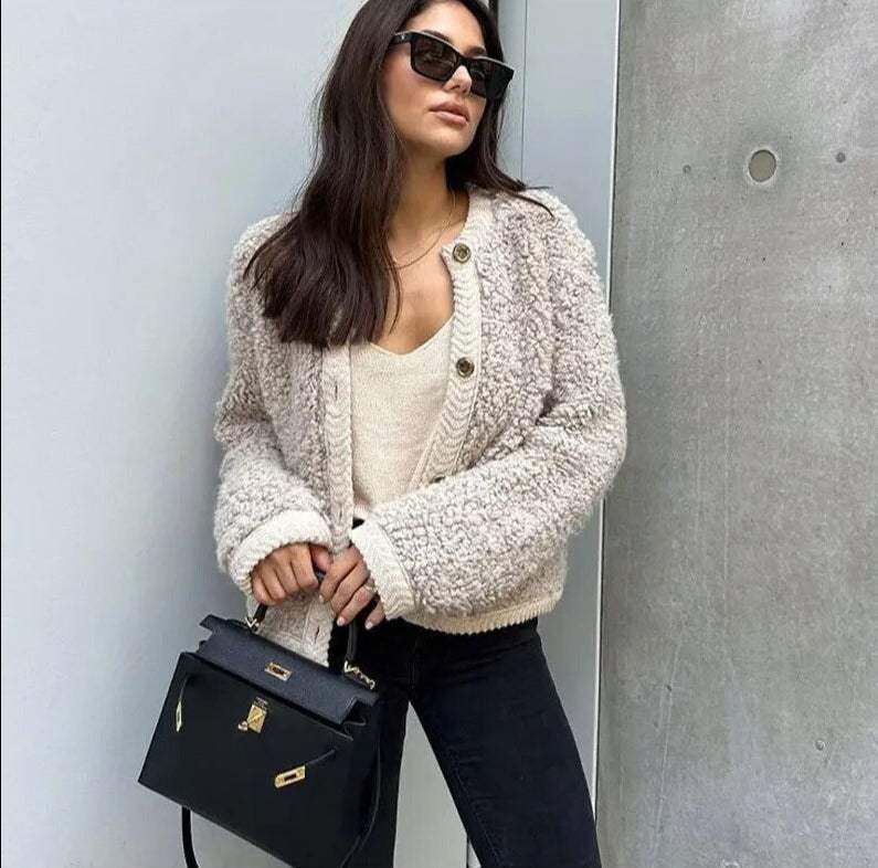 Cárdigan Teddy para Mujer Suave Acogedor Cálido Estiloso Versátil Chaqueta para Capas Diarias