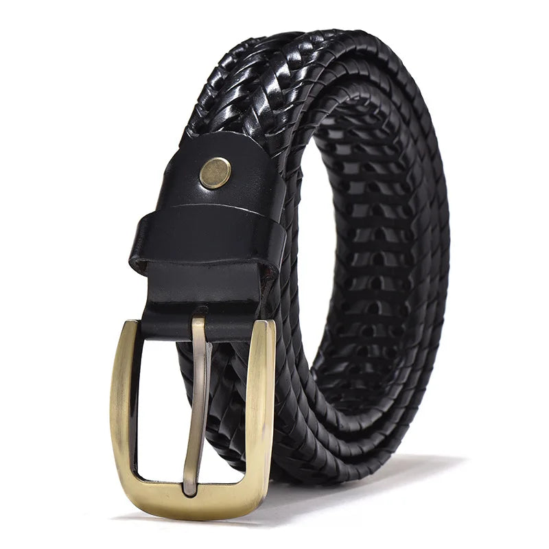 Men’s Woven Leather Belt – Braided Vintage Accessory for Casual and Smart Wear