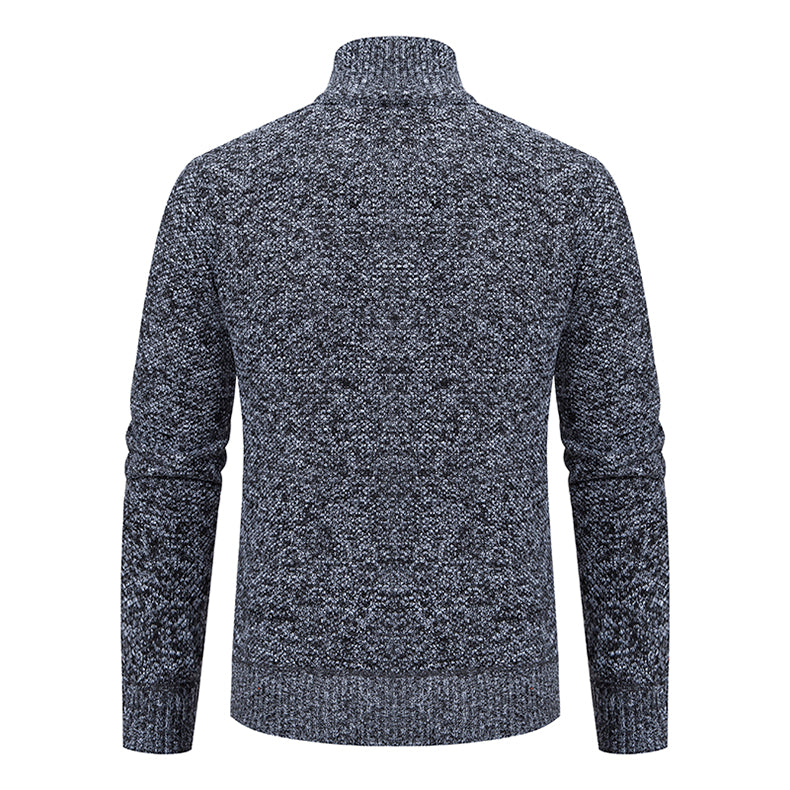 Gilet zippé texturé pour homme – Maille à col montant pour une tenue élégante et décontractée