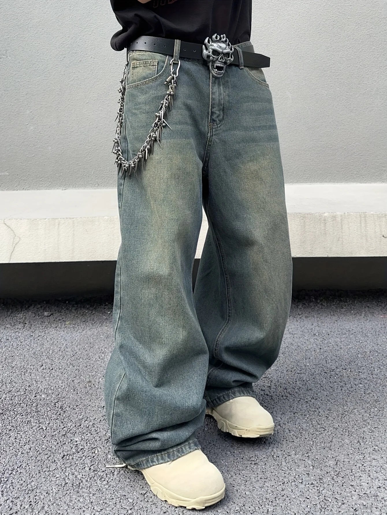 Muške široke streetwear traperice – opušteni traper širokih nogavica za urbani casual stil