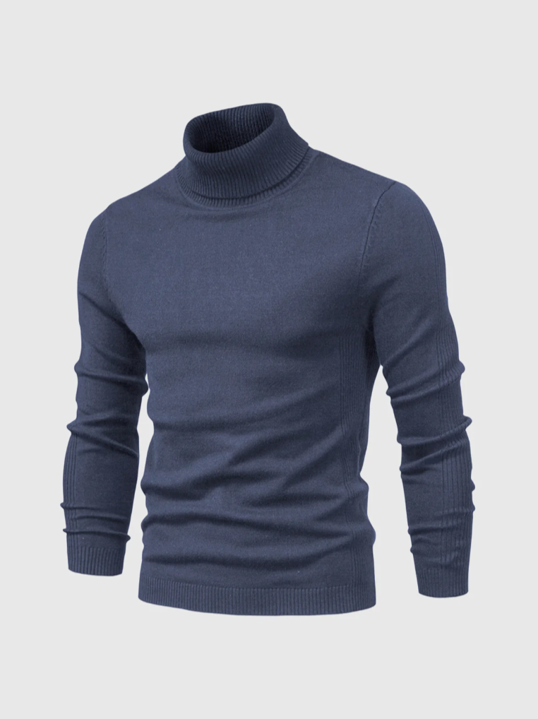 Tyndstrikket rullekravetrøje til mænd - blød, slim fit-langærmet strik til elegant vinterlag-på-lag