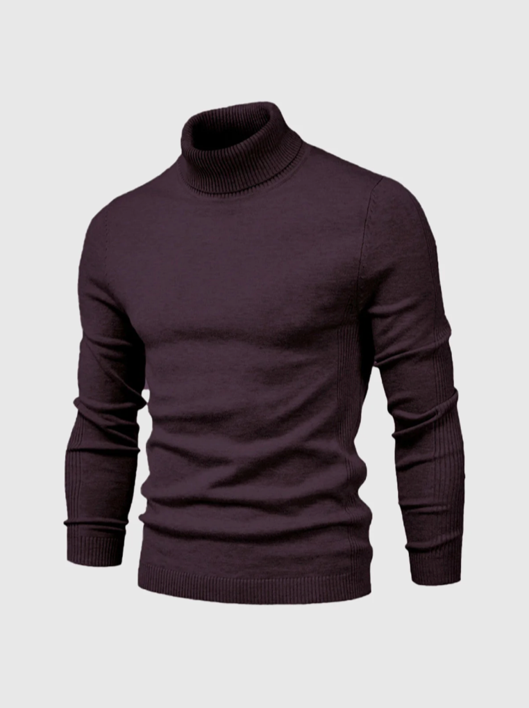 Tyndstrikket rullekravetrøje til mænd - blød, slim fit-langærmet strik til elegant vinterlag-på-lag