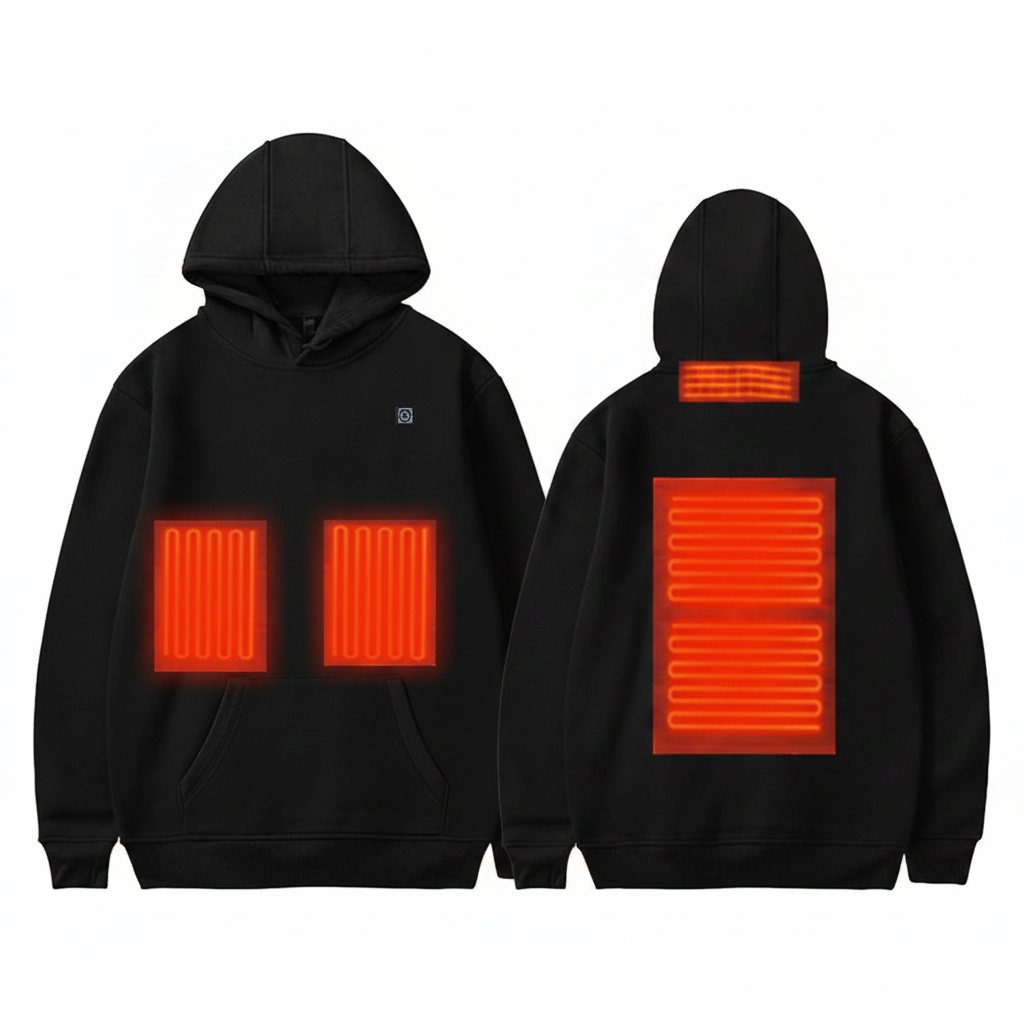 Sudadera térmica con capucha calefactable USB para hombre, forrada de forro polar, para el frío
