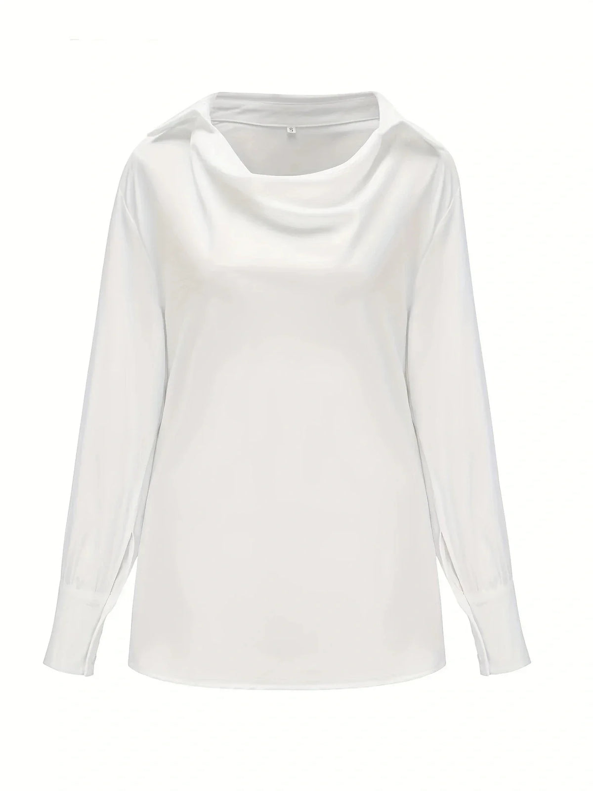Women’s Cowl-Neck Collared Blouse – Draped Long-Sleeve Style for Office and Elegant Wear