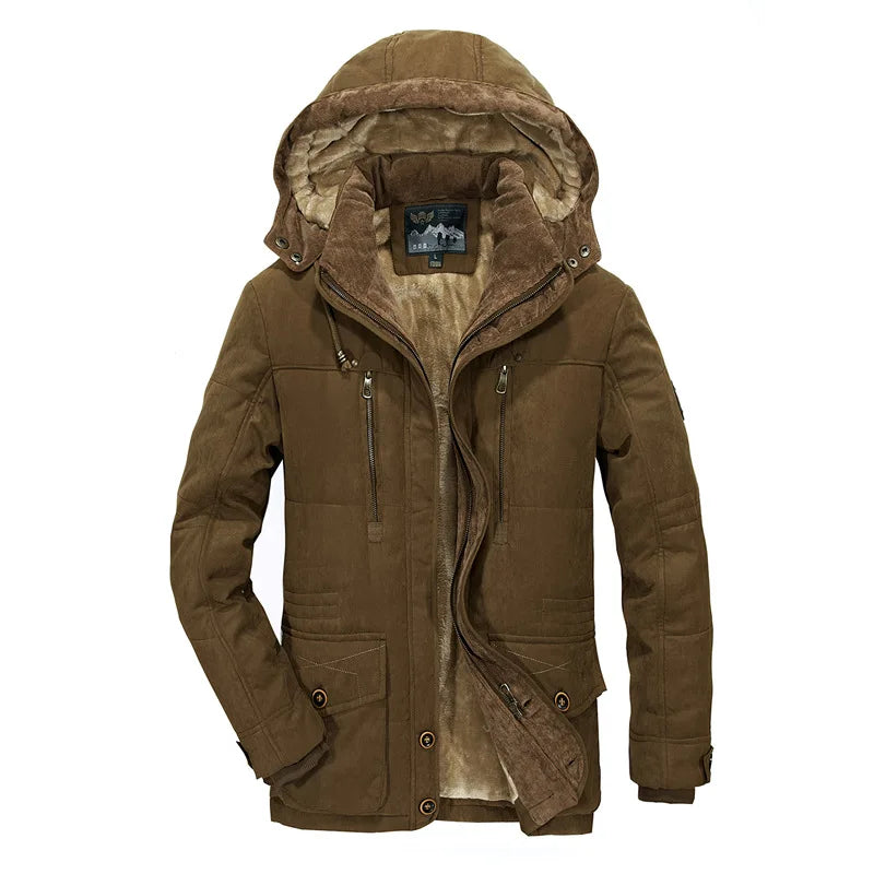 Men’s Fleece-Lined Hooded Winter Jacket – Warm Utility Outerwear for Everyday and Outdoor Cold-Weather Wear