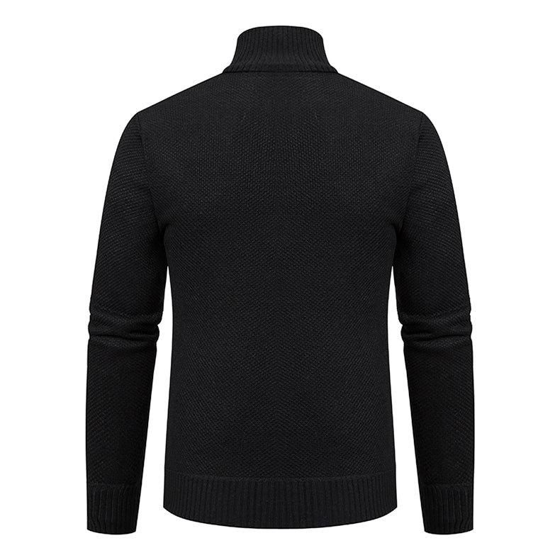 Gilet zippé texturé pour homme – Maille à col montant pour une tenue élégante et décontractée