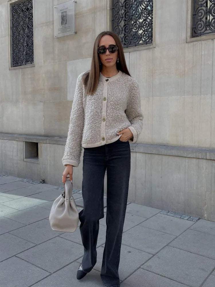 Cárdigan Teddy para Mujer Suave Acogedor Cálido Estiloso Versátil Chaqueta para Capas Diarias