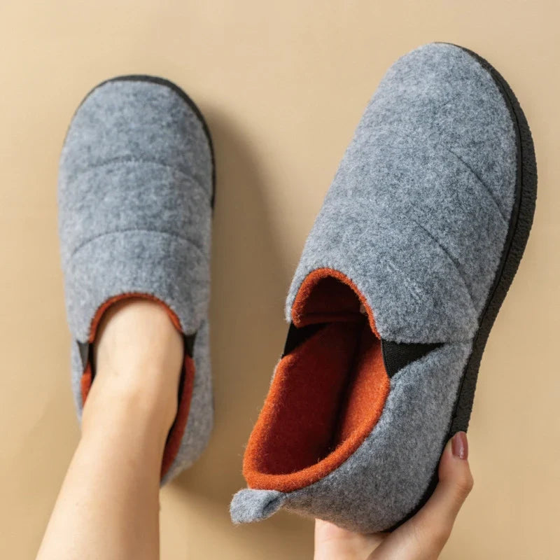 Zapatillas de invierno unisex forradas de forro polar - zapatos de casa suaves con puntera cerrada y suela flexible antideslizante