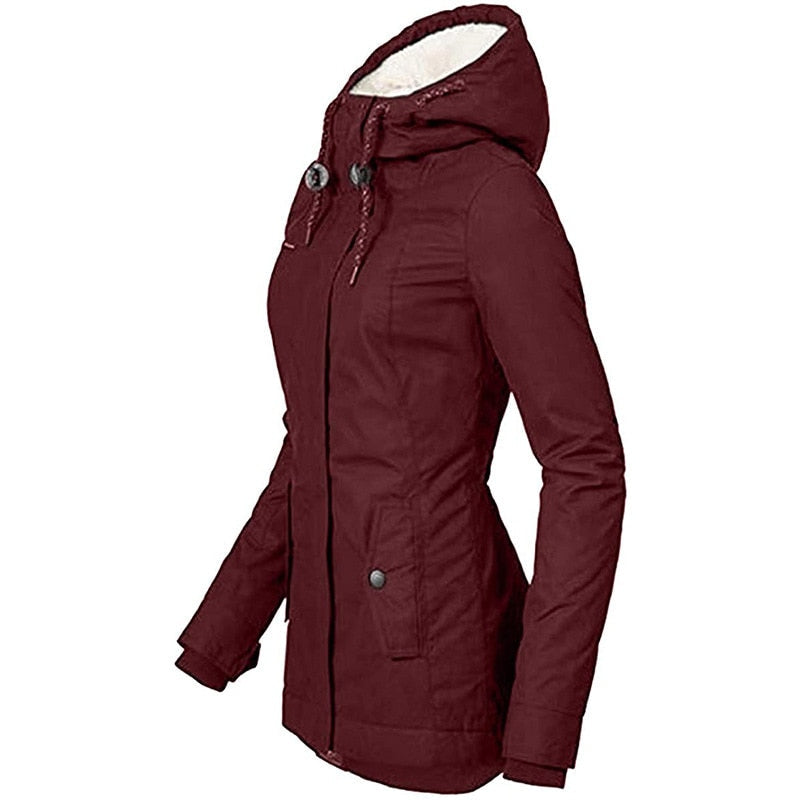 Women’s Sherpa-Lined Hooded Winter Parka – Windproof Water-Repellent Everyday Outerwear