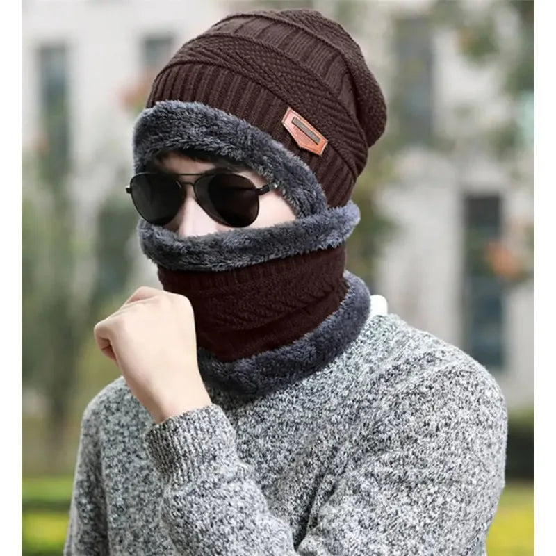 Zestaw uniwersalnych czapek beanie z pluszową podszewką – zimowa czapka z dopasowanym kominem